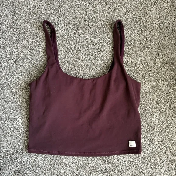 Vuori Burgundy Activewear Crop Tank and Leggings Set - Picture 3 of 6